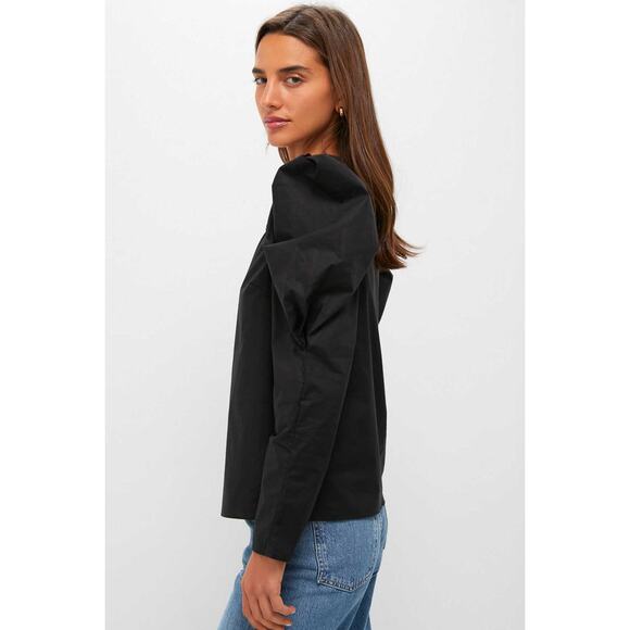 HYACINTH HOUSE Black Keyhole Beckett Blouse Size S NWT Retail $138 Tuckernuck - Picture 5 of 8